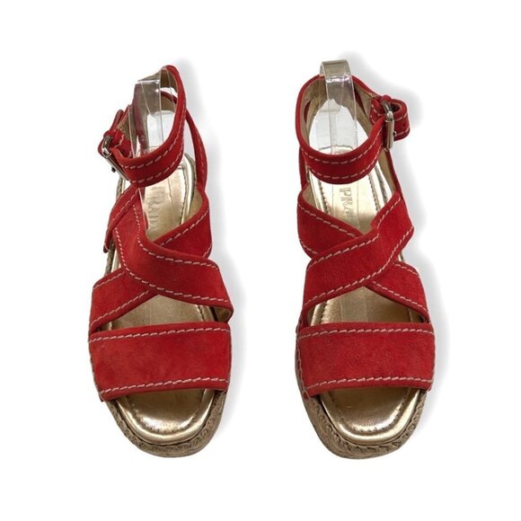 PRADA orange suede espadrilles size 38.5